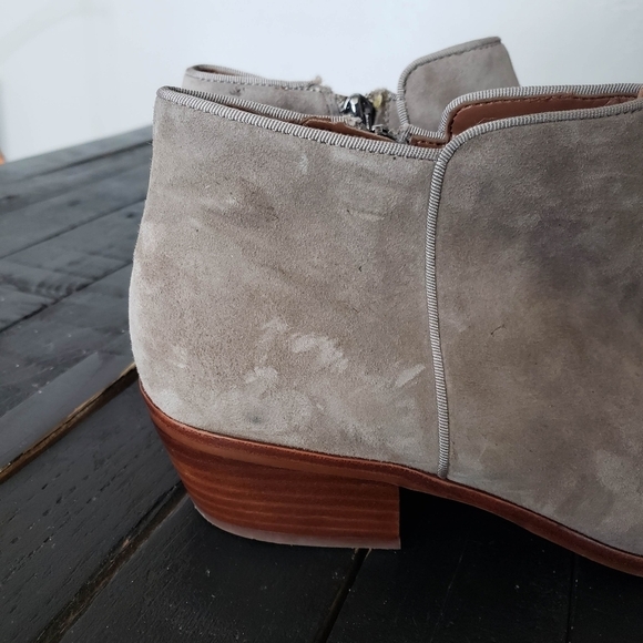 Sam Edelman Petty Women's 10 Taupe Brown Suede Leather Bootie Heeled Boots Ankle - Picture 10 of 11